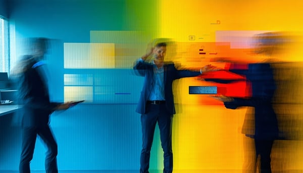 create an abstract image that depicts realtime feedback in the workplace