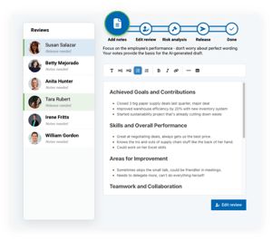 macorva performance review workflow add manager notes