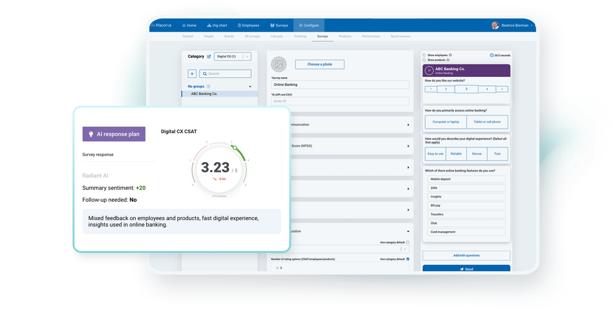 macorva digital cx platform dashboard