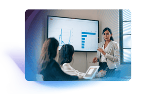woman showing metrics
